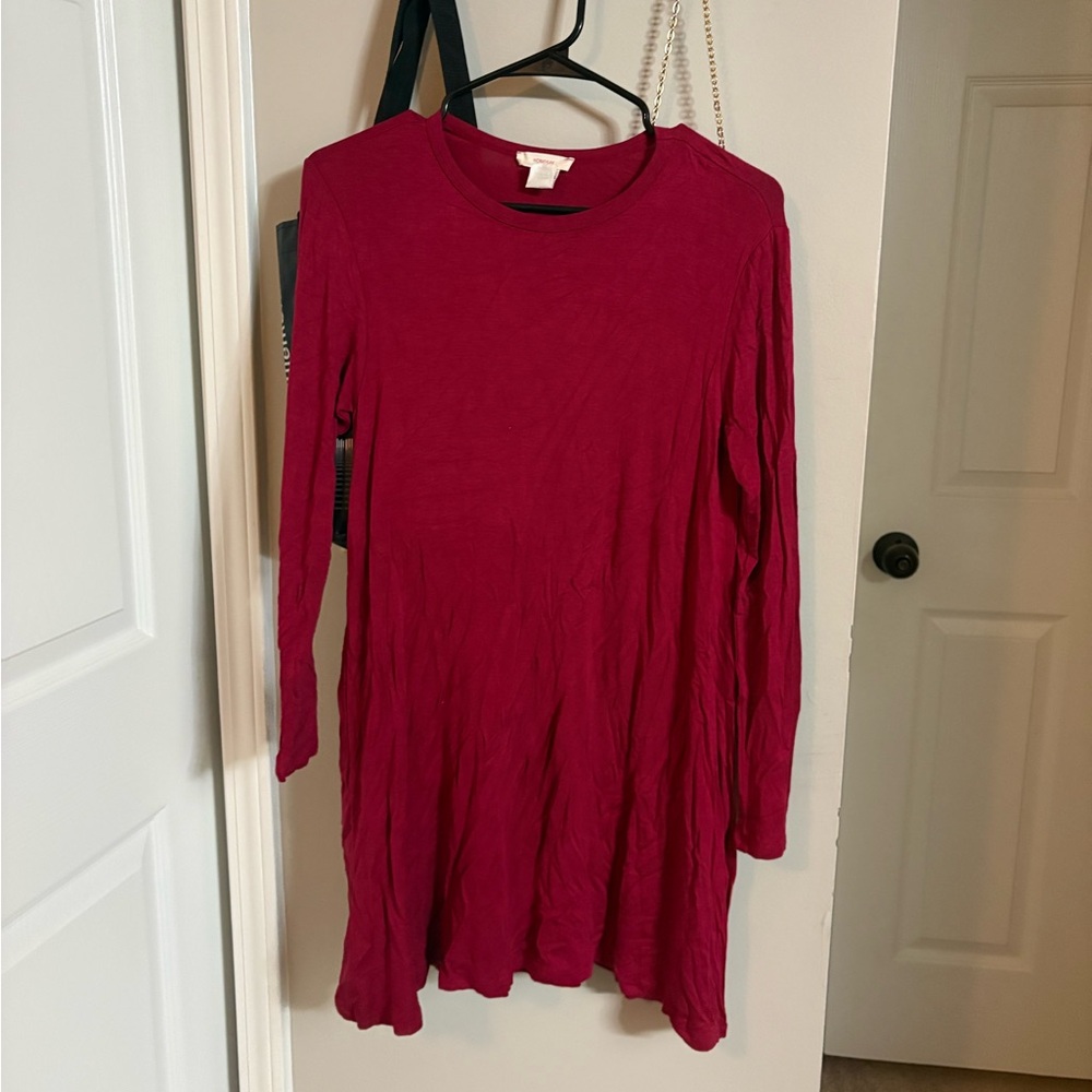 Long Sleeve Mini Dress in Berry